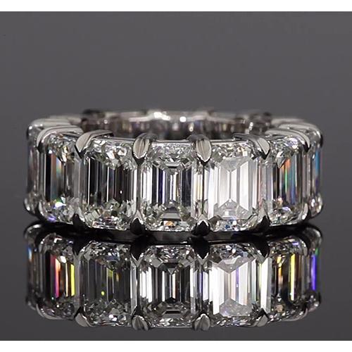 Emerald Cut Diamond Eternity Band 10.50 Carats White Gold Jewelry Eternity Band