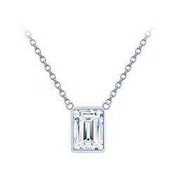 Emerald Cut Diamond Necklace Pendant 1 Carat White Gold 14K  Jewelry