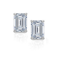 Emerald Cut Diamond Women Stud Earrings White Gold 2 Carats