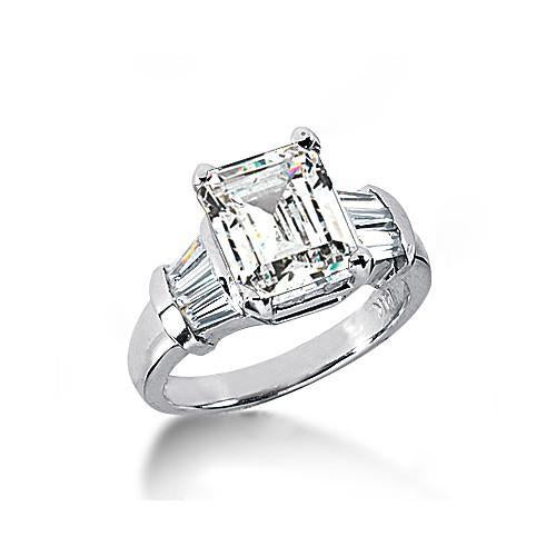 Emerald Cut Diamonds Ring 3 Ct. Diamonds Gold Three Stone Ring Three Stone Ring
