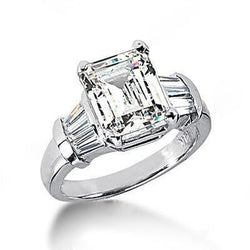 Emerald Cut Diamonds Ring 3.51 Ct. Gold Three Stone Jewelry