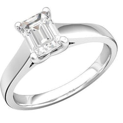 Emerald Cut Solitaire 2.25 Ct Diamond Ring White Gold 14K