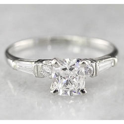 Real  Engagement Cushion Diamond Ring 1.70 Carats White Gold 14K