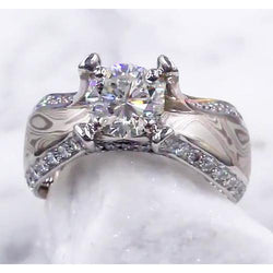 Engagement Natural Earth Mined Diamond Ring Wood Eye Metal 3 Carats