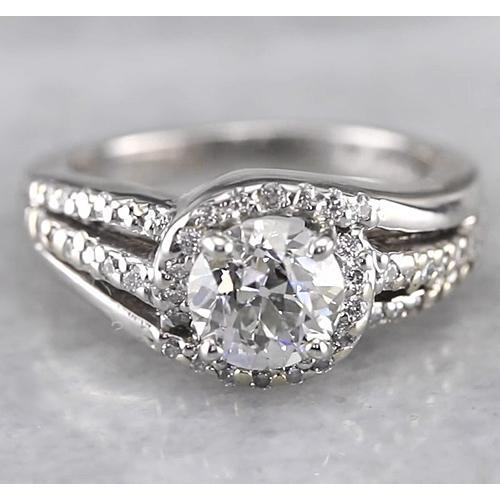 Engagement Halo Round Diamond Ring F Vs1 Vvs1 White Gold 14K 2 Carats Halo Ring