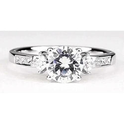 Real  Engagement Ring 2 Carats Round Diamond White Gold 14K Vs1 F