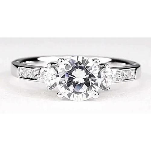Engagement Ring 2 Carats Round Diamond White Gold 14K Vs1 F Engagement Ring