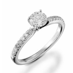 Engagement Ring 2.10 Carats Round Natural Earth Mined Diamonds White Gold 14K