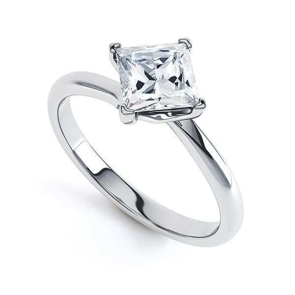 Engagement Ring Solitaire Princess Cut Diamond White Gold  Solitaire Ring