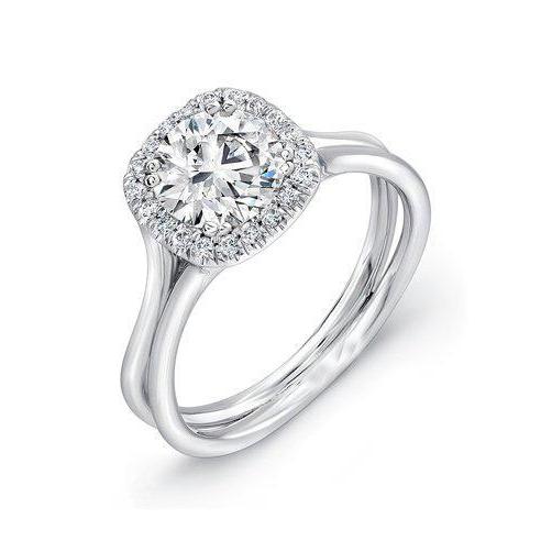 Engagement Ring 2.50 Carats Round Brilliant Diamonds Halo 14K White Gold Halo Ring