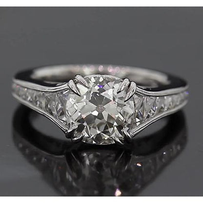 Engagement White Gold Diamond Solitaire Ring with Accents