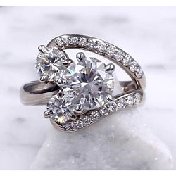 Engagement Ring Diamond Split Shank 3.50 Carats White Gold 14K