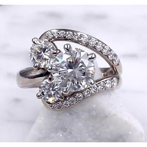 Engagement Ring Diamond Split Shank 3.50 Carats F Vs1 White Gold 14K Jewelry Three Stone Three Stone Ring