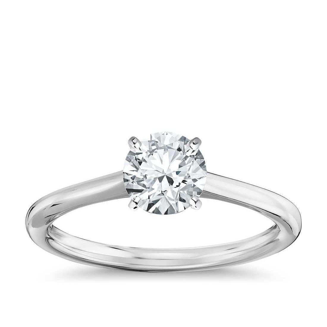 Woman's Engagement Gold White  Diamond Solitaire Ring