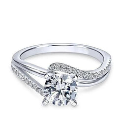 Diamond Engagement Ring White Gold Solitaire With Accent 3.50 Ct