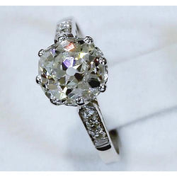 Engagement Ring Old Miner Diamond 3.50 Carats White Gold 14K