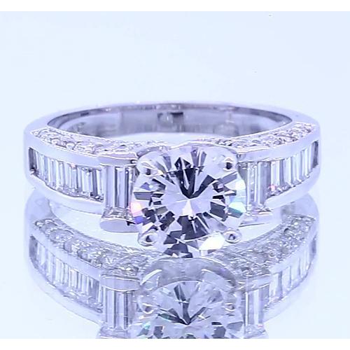 Engagement Solitaire Ring with Accents White Gold Diamond 