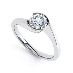 Engagement Ring Round Cut 1.60 Carats Diamond White Gold 14K