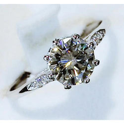 Engagement Ring Three Stone Round Diamond 3 Carats White Gold