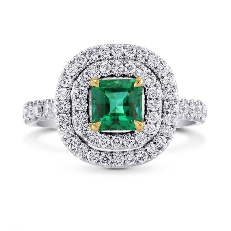 New Engagement Ring Two Tone Gold 14K 3.70 Carats Emerald With Diamonds Gemstone Ring