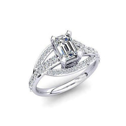 Real  Emerald & Round Cut Diamond Engagement Ring 2.50 Carat White Gold 14K