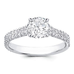 Engagement Ring White Gold 3.75 Carats Round Diamonds With Accents