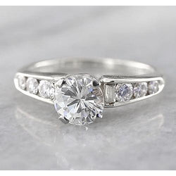 Real Natural Earth Mined Diamond Engagement Ring Accented 1.50 Carats White Gold 14K Jewelry