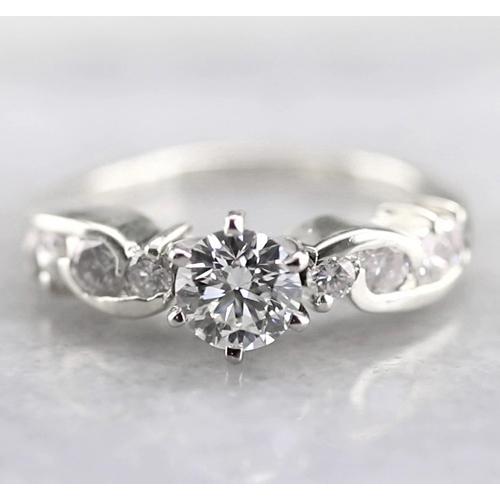 Engagement Round Diamond Ring 1.50 Carats F Vs1 Vvs1 White Gold 14K Engagement Ring