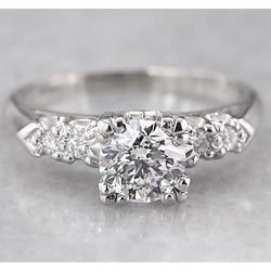 Real  Engagement Round Diamond Ring 1.50 Carats White Gold 14K
