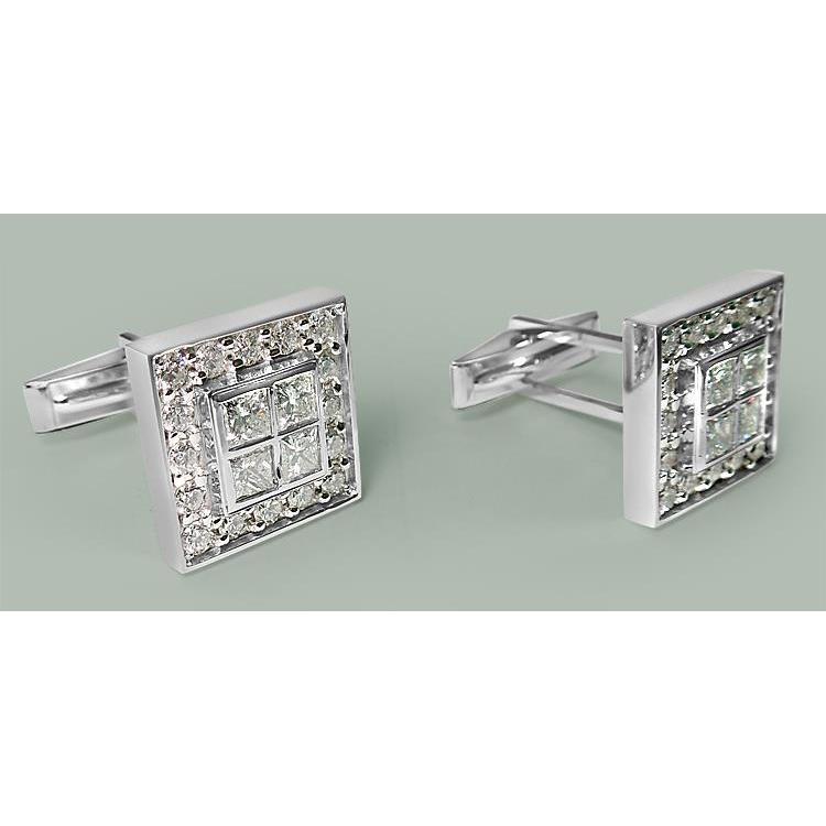 Extra Large Cuff Links 2 Cm X 2 Cm 8Ct Diamond Wg Mens Accessorie Earrings