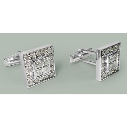 Extra Large Cuff Links 2 Cm X 2 Cm 8Ct Diamond Wg Mens Accessorie Earrings