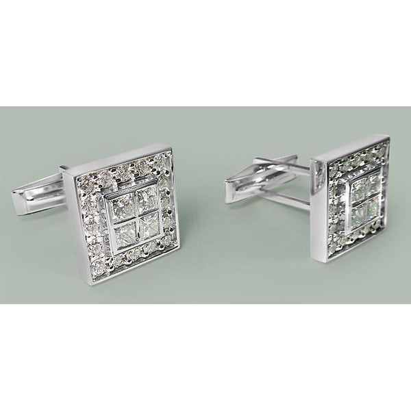 Extra Large Cuff Links 2 Cm X 2 Cm 8Ct Diamond Wg Mens Accessorie Earrings