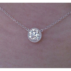 2.5 Carat Round Cut Natural Diamond Pendant Necklace White Gold 14K