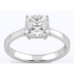 Cushion Cut 3 Ct Solitaire Natural Earth Mined Diamond Ring White Gold 14K New