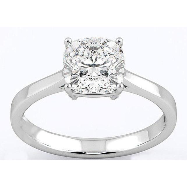  Cushion Cut   Engagement White Gold Diamond Solitaire Ring  