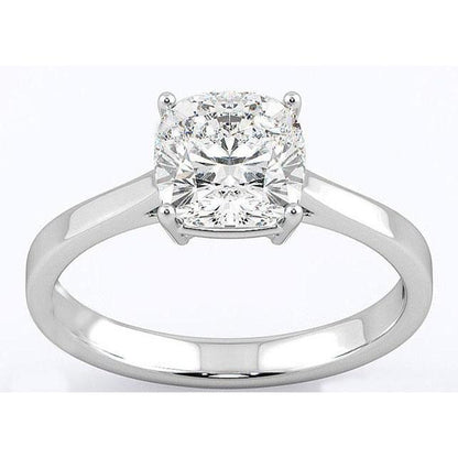  Cushion Cut   Engagement White Gold Diamond Solitaire Ring  
