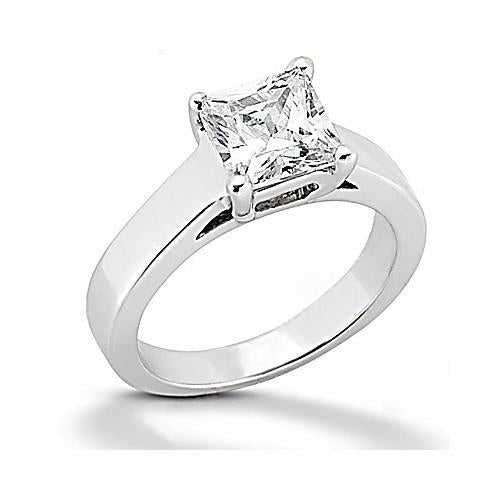 New Diamond Princess Cut White Gold Jewelry Solitaire Ring