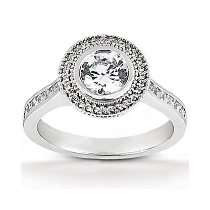 F Vs1 Diamond Ring Halo Women Engagement Gold Ring  2.22 Ct. Halo Ring