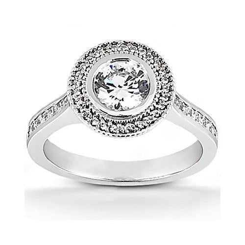 F Vs1 Diamond Ring Halo Women Engagement Gold Ring  2.22 Ct. Halo Ring