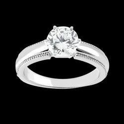 Diamond Solitaire Ring Antique Style White Gold 14K 1.01 Carat