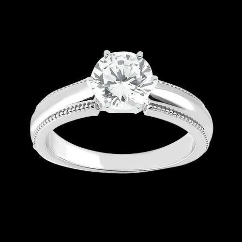 New  Diamond Engraved White Gold 1.01 Carat Diamond Ring Solitaire Ring