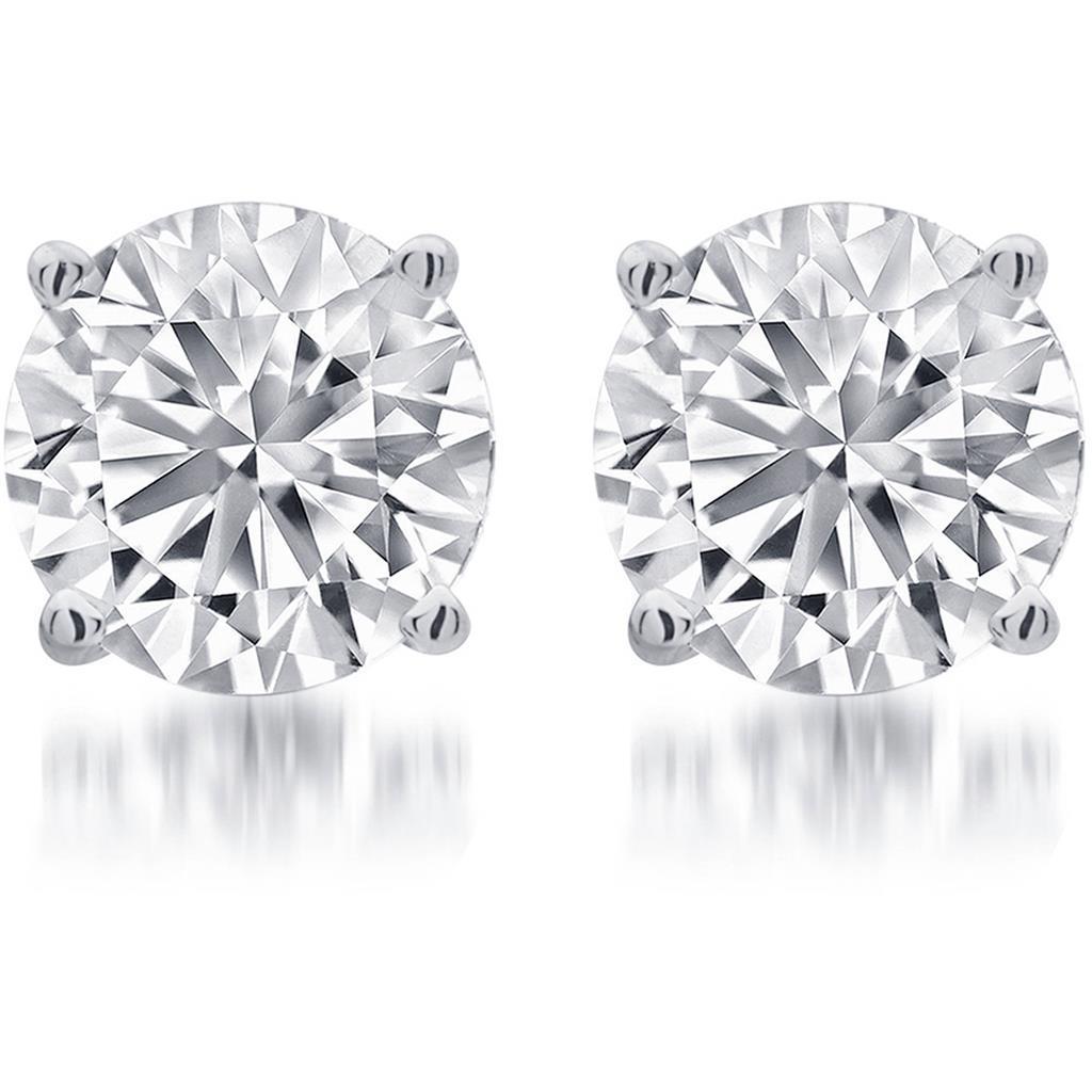 New  Round Cut Diamonds Stud Earrings Platinum Stud Earrings