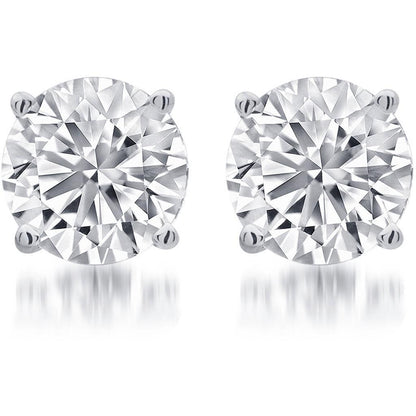 New  Round Cut Diamonds Stud Earrings Platinum Stud Earrings