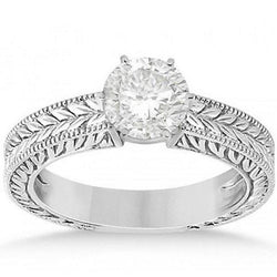 Antique Style Diamond Solitaire 2.50 Carat Wedding Ring 14K White Gold