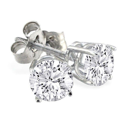  Sparkling Round Cut Princess Cut Style White Gold Diamond Stud Earrings
