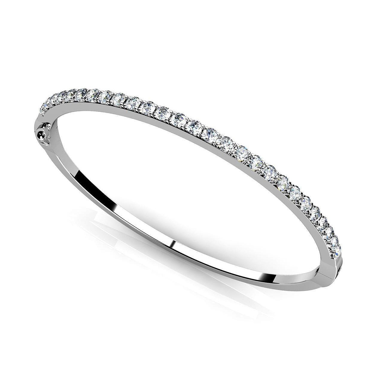 F Vs2 Round Brilliant Cut Diamond Bangle Solid Gold Jewelry Bangle