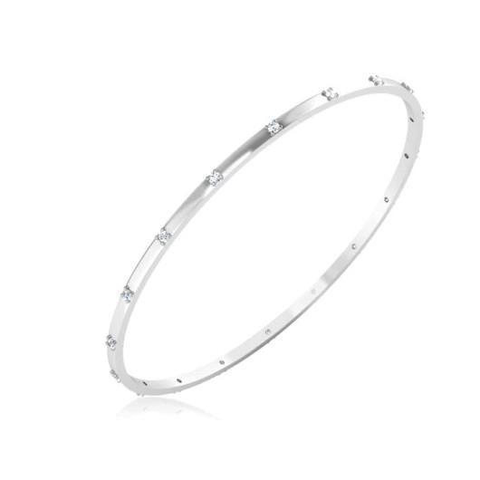 F Vs2 Round Cut Diamonds Lady Bangle White Gold 2.70 Ct 14K Bangle