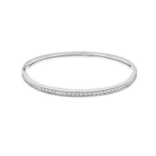 F Vs2 Round Diamond Bangle Bracelet Solid White Gold 14K 3.50 Carats Bangle