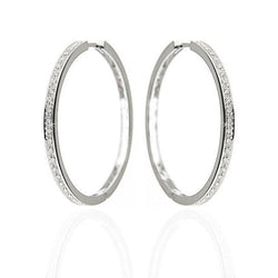 F Vvs1 2.70 Carats Round Cut Natural Earth Mined Diamonds Hoop Earrings Gold White 14K
