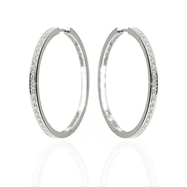 F Vvs1 2.70 Carats Round Cut Diamonds Hoop Earrings Gold White 14K Hoop Earrings